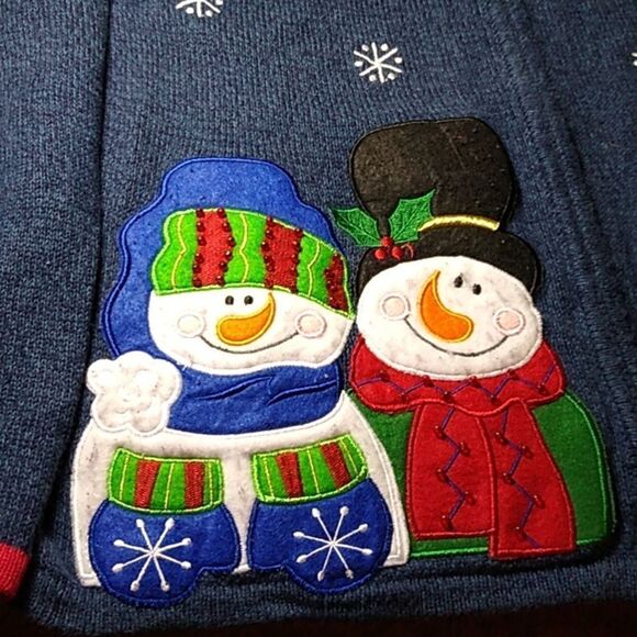 Tiara International Christmas Collection Women's Lg Beaded Snowmen Sweater - Picture 3 of 10